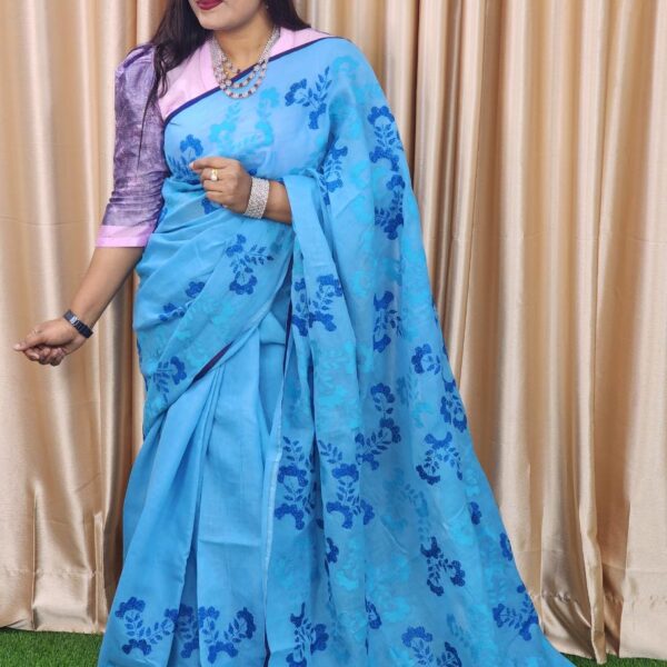 Sky Color Hater Kajer Saree