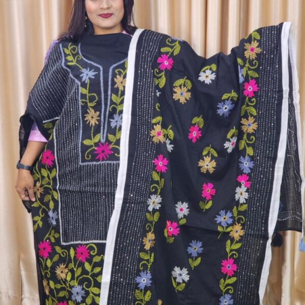 Women Hand Stitch Cotton Unstitch Black Color