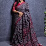 Black Hater Kajer Silk Sari