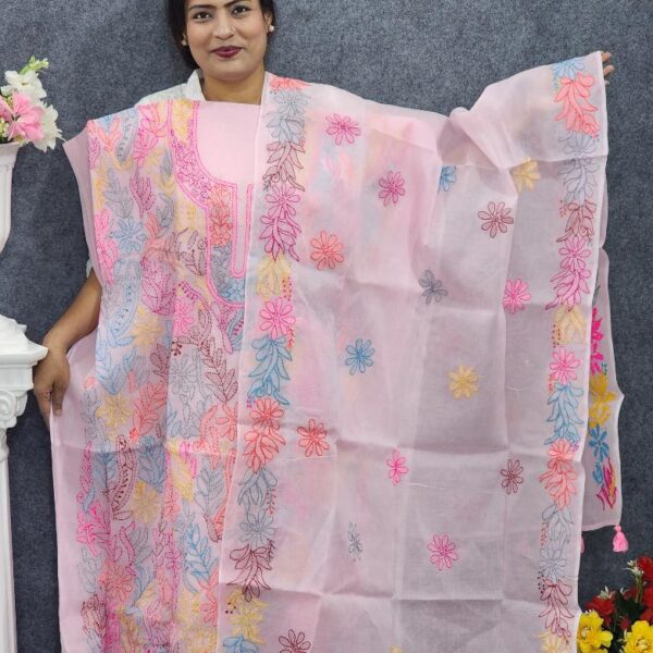 Hater Kajer Dress Adi Cotton With Lucknow Work