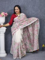 Cotton Havey Work White Saree - Image 3