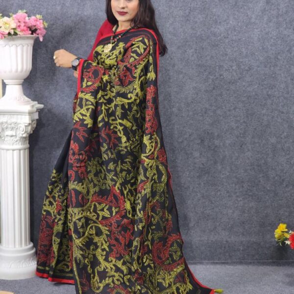 Cotton Havey Work Black Saree