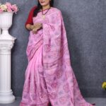 Women Pink Cotton Saree