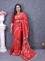 Silk Hater Kajer Red Color Saree