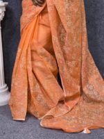 Designer Moslin Saree With Hand Work-For Ledis - Image 2