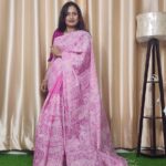 Elegant Moslin Embroidery Saree For Women