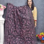 Black Hand Embroidery Dupatta On Cotton