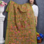 Olive Green Kantha Work Cotton Orna