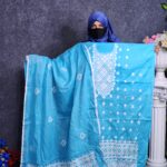 Sky Color Cotton Dress For Regular Wear