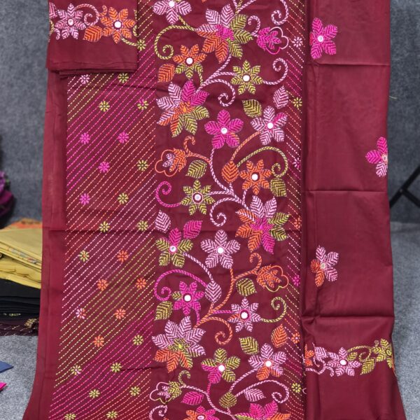 Premium Maroon Unstitched Dress.