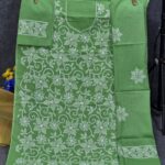 Soft Cotton Green Floral Hand Print Three Piece