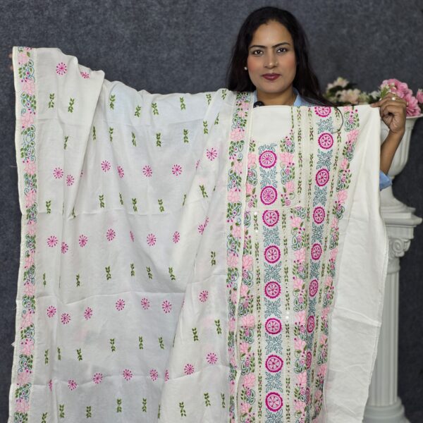 Adi Cotton Lucknow Stich White Unstich Dress