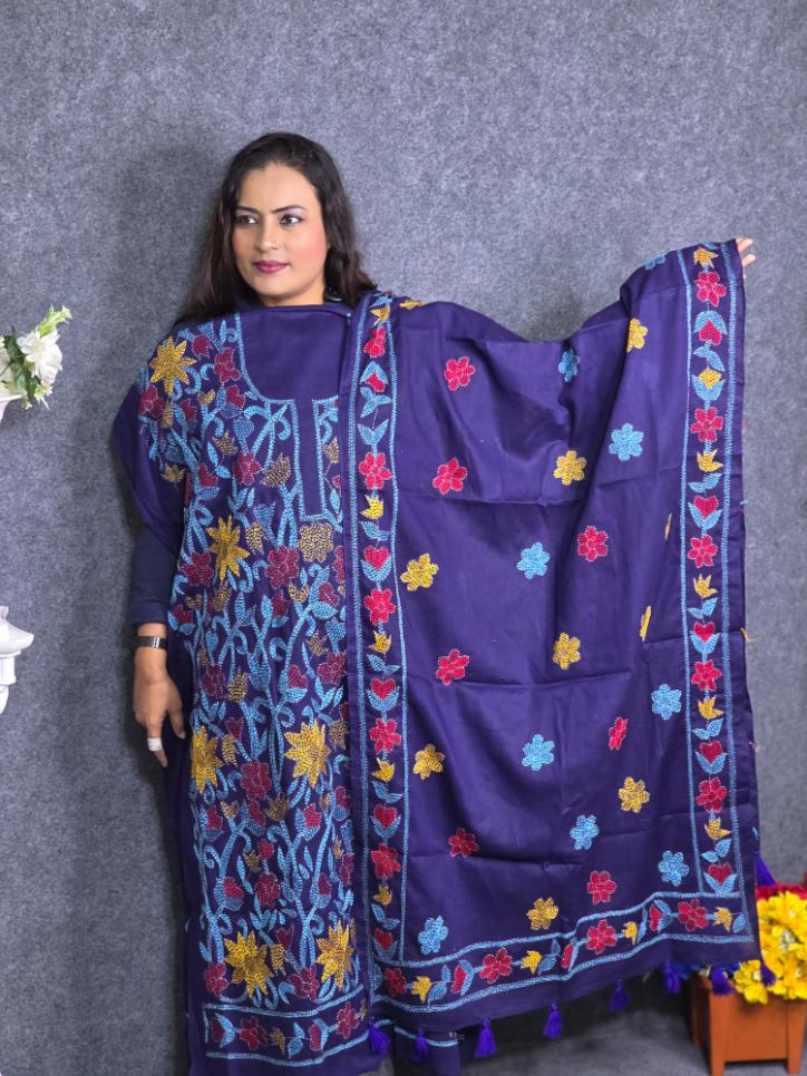 dark blue unstitched dress