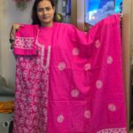 Magenta colour unstitched dress