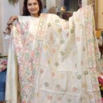 Silk Unstitch Hand Work White Dress