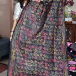 multi colored thread work in black orna