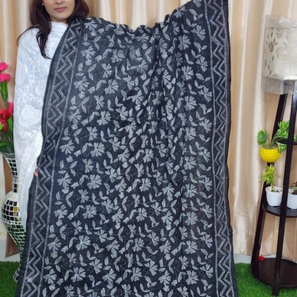 Hand stitch black dupatta